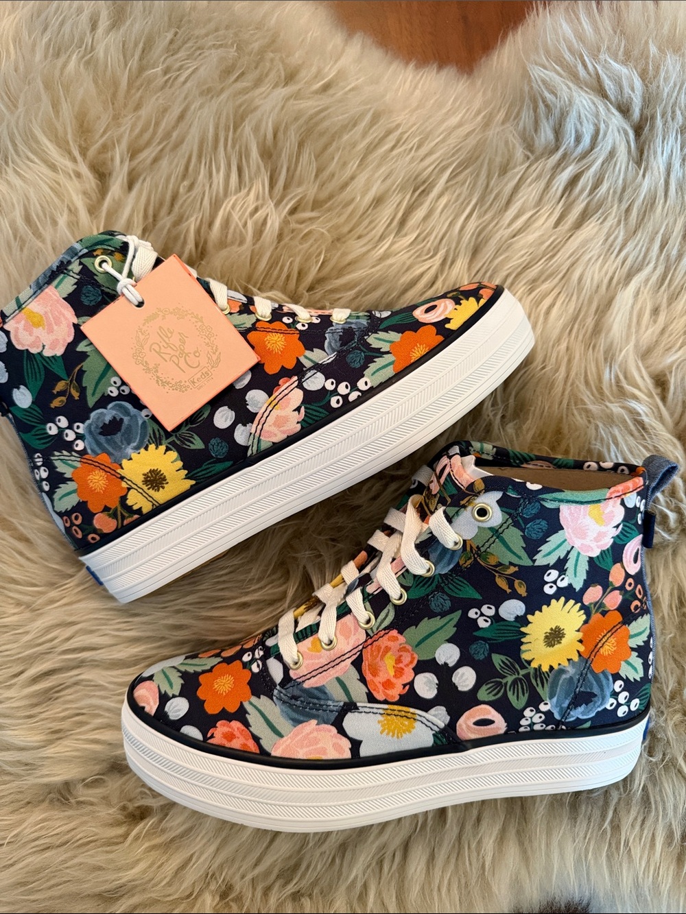 Rifle Paper Co. x Keds Floral High-Top Platform Sneakers - Navy Floral